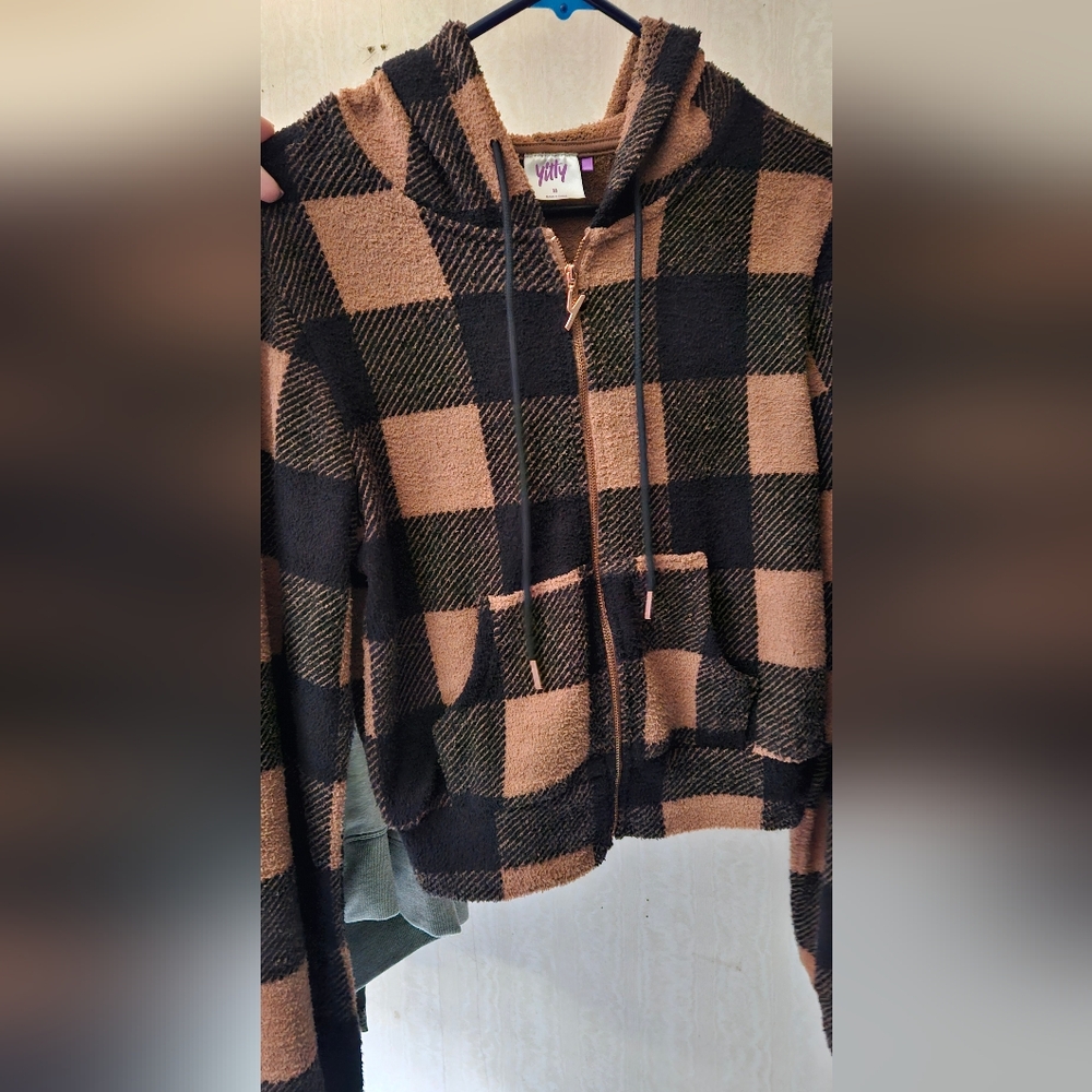 New,YITTY Brown and Black Textured Jacket